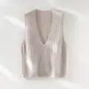 Chaleco de Punto Cepillado con Cuello en V de Mezcla de Lana y Cachemir para Mujer, Ropa de Abrigo de Otoño, Chaleco de Lana Tejido en Cable