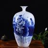 Jarrón de cerámica pintado a mano azul y blanco paisaje decoración de piso sala de estar arreglo floral mueble de TV decoración de estudio tarjeta de colección venta al por mayor
