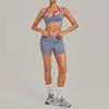 Conjunto de Ropa de Yoga Qiu Sha con Pliegues Invisibles, Cuello Halter, Cintura Alta, Ajuste Ceñido, Conjunto Deportivo que Realza los Glúteos para Mujer 7229+8402