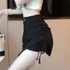 Pantalones cortos elásticos elegantes para mujer 2026, nuevo diseño de verano, falda-pantalón asimétrica con cordón, tiro alto, adelgazantes y que realzan la figura