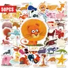 Compra Directa Transfronteriza de 50 Pegatinas de Reconocimiento de Animales, Estilo Dibujo a Mano Lindo y Adorable, Pegatinas Decorativas Impermeables Educativas para Niños
