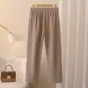 [Especial] Mulheres Plus Size Acima de 100kg Outono Novo Simples para o Trabalho Cordão Cintura Elástica Veludo Cotelê Calça Reta 1009