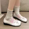 Sapatos Femininos para Aumentar a Altura no Outono Estilo Coreano Bico Redondo Sapatilhas com Laço Sapatos Rasos Femininos Mary Janes de Bolinhas Sapatos Casuais