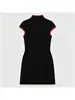 Vestido popular da marca Z com acabamento, moda feminina transfronteiriça mini de manga curta color block, estilo europeu e americano, AliExpress preto e branco ZA