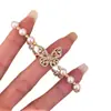 Pulsera de Mariposa y Perla con Circonita Bañada en Oro Real de 18 Quilates para Mujer, Gama Alta, Lujo Ligero, Pulsera Elegante, Joyería de Mano Exquisita Estilo Francés