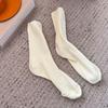Plusox Primavera e Outono Simples Base Cor Sólida Boca Solta Cordão Meias de Cano Médio Femininas Pilhas Gêmeos ins Meias Femininas Meias-Calças