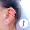 Brincos de Labret para Unha de Lábio com Bola Full Diamond Revestida Shambhala em Titânio G23 Rosca Interna 0.9 Joias de Piercing em Liga de Titânio F136