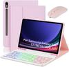 Teclado Bluetooth para Samsung Tab S9 FE 10.9 S7/S8/S9 11, funda de cuero con teclado retroiluminado colorido