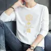 Camiseta de manga comprida masculina primavera e outono fina casual moda top interno tamanho plus size roupas de outono masculinas para adolescentes