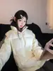Chaqueta de Algodón con Tres Rayas de Marca Americana de Moda para Mujer, Cálida para Otoño e Invierno, Holgada, Deportiva Casual, Versátil, con Cuello Alto, Chaqueta Acolchada