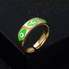 Moda Europea y Americana Anillo de Ojo de Diablo de Gota de Cobre Chapado en Oro de Gota de Aceite de Venta Caliente Accesorios de Anillo Abierto Modernos que Combinan con Todo