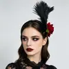 Faixa de Cabeça de Halloween Crânio Mão Osso Rosa Estilo Gótico Escuro Pena Dia dos Mortos Festa Cosplay Fantasia Acessório de Cabeça