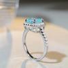 Jiu Mei Jewelry Plata Esterlina S925 Anillo Bolsa Cuadrada Diamante Completo Aguamarina Diamante de Alto Carbono Zircón Corte Pagoda Anillo al por Mayor