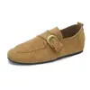 Nova Coleção Primavera e Outono 2026: Confortáveis, Leves, Salto Baixo, Couro Camurça, Sapatos Casuais da Moda Estilo Coreano, Mocassins de Boca Profunda para Mulheres