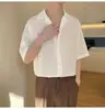 Camisa branca de manga curta para homens, fina de verão, solta, versátil, casual, top masculino, camisa de meia-manga, novo produto 2026