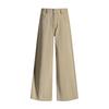 Roupas Femininas de Seda Laranja # Jeans Khaki de Perna Larga Estilo Retrô Americano para Mulheres, Calças Casuais Soltas de Cintura Alta Emagrecedoras de Comprimento Total para Outono