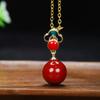 Contéúdo Elevado Contas de Cinábrio Roxo Dourado Incrustadas Conjunto de Três Peças Pingente de Colar Anel Brincos Xiangyun Esmaltado Ao Vivo