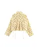 Moda femenina de comercio exterior transfronteriza estilo europeo y americano, chaqueta corta de manga larga con cuello alto de lunares y pantalones cortos estilo globo de cintura media con lunares