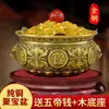 Ornamento Tigela de Tesouro de Cobre com Orelhas de Leão de Cobre Puro para Atrair Riqueza, Entrada da Sala de Estar Oito Morcegos Atraindo Riqueza Pote de Arroz de Latão para Economizar Dinheiro
