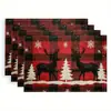 Jogos Americanos de Natal Novos Jogos Americanos Estampados em Linho Decoração de Festa de Feriado Transfronteiriça Jogos de Mesa Isolados Anti-Manchas