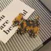 Mini Grampo Lateral de Acetato Estilo Coreano para Filhote de Cachorro Grampo Bico de Pato de Alto Padrão com Strass Estampa de Leopardo Grampo Fofo para Menina Franja Grampo de Cabelo