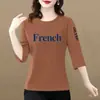 Camiseta de moda de manga tres cuartos de marca para comercio exterior transfronterizo, para madres, mujeres de mediana edad y mayores, tallas grandes