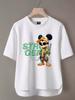 Camiseta de manga corta para hombre, marca de moda de verano, suelta, de cinco puntos, manga, 2024, nueva camiseta con estampado simple de Internet Ins.