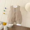 Macacão de Bebê A-Class para Primavera e Outono, Estilo Casual com Forro de Algodão, Macacão de Manga Longa sem Manga para Recém-Nascido