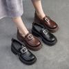 Jiezu 2025 Otoño Nuevo Casual Versátil Color Sólido Sin Cordones Mocasines para Mujer para Estatura Pequeña Aumento de Altura Moda