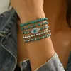 Pulseras de cuentas para hombre de venta caliente transfronteriza estilo bohemio moda europea y americana pulseras de hilo elástico de turquesa fábrica stock listo