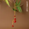 Cadena para Teléfono con Colgante de Calabaza al por Mayor Ágata Roja Obsidiana Lanyard de Arena Roja Decoración Llavero Encanto para Bolso Regalo