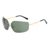 2024 nuevas gafas de sol sin montura con borde marrón vintage para mujer, personalidad, protector solar, montura grande, gafas de sol Y2K, anti-ultravioleta-