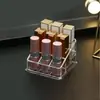 Escalera Transparente Jiugongge Estante de 9 compartimentos para Labiales y Brillos de Labios Almacenamiento de Artículos Pequeños de Escritorio Caja de Almacenamiento Transparente de Cristal