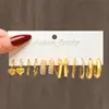 Conjunto de Brincos Femininos Geométricos de Metal Pérola Europeu e Americano Venda Quente Transfronteiriça Conjunto de Brincos de Metal em Forma de C de Alta Qualidade