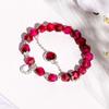 Pulsera Ojo de Tigre Rojo Rosa Estrella Luna 8mmdiy Pulsera de Doble Capa para Novia Regalo de Cumpleaños Moda Joker