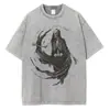 [Transfronterizo 230g] Camiseta Estampada para Hombre con Gráfico de Calavera Camiseta Casual Street Wear Algodón Top para Hombre