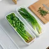 Recipientes Retangulares Longos para Armazenamento de Alimentos, Caixas Organizadoras Reutilizáveis de Plástico para Geladeira, Acessórios de Cozinha