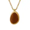 Moda Elegante Natural Estilo Tailandés Nanyang Colgante Ojo de Tigre Collar de Acero de Titanio Joyería con Cadena de Lana Otoño e Invierno