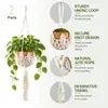 Nova bolsa de rede para vaso de flores de alta resistência transfronteiriça com corda de algodão e linho e gancho para cestos de plantas penduradas decorativos internos e externos