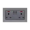 Tomada de Interruptor de Alumínio Escovado Tipo 86 146 para Comércio Exterior com Duas Portas USB Estilo Europeu Padrão Francês Estilo Britânico com Tomada Dupla USB