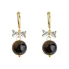 Pendientes Vintage Maillard de Piedra Ojo de Tigre para Mujer 2026 Nuevo Estilo Popular Pendientes de Botón con Circonita Microincrustada con un Toque de Lujo Ligero y de Alta Gama