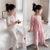 Nuevo conjunto de pijama de verano para niñas, modal, seda de hielo, fino, manga corta, fresco y cómodo para las pequeñas
