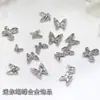 X104 Decoração de Unhas Borboleta Francesa Mini Estéreo Liga de Metal Prata Laço Adornos para Nail Art Atacado