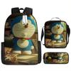 Mochila Doraemon Desenho Animado Anime Estudante do Ensino Fundamental e Médio Mochila Escolar Estampada 4-5-6 Série Pasta Estojo