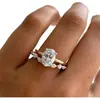 Sanjie shein AliExpress Anel de Diamante Ovo de Pombo Moissanita Simulado Anel Feminino ins Acessórios de Noivado de Celebridade da Internet Europeia e Americana