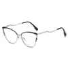 Armação de Óculos Europeia e Americana Estilo Ins Espelho Plano Feminina Tendência Metal Cortado Alto Padrão Olho de Gato Óculos com Lentes que Mudam de Cor Anti-Luz Azul Transfronteiriços