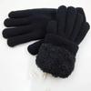Luvas de Veludo para Mulheres, Quentes com Pompons, Moda Retrô, À Prova de Vento, Ciclismo ao Ar Livre, Proteção contra Frio no Outono e Inverno, Luvas de Etiqueta para Dança