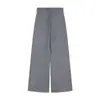 Novas Calças Casuais de Algodão Espacial para Primavera/Outono, Perna Larga, Cintura Alta com Cordão, Modelagem Solta, Calças Casuais Simples Americanas