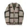 Moda Nueva de Primavera y Otoño Suéter Holgado de Punto Versátil Chaqueta Cardigan Prenda Superior Estilo Japonés Estilo Relajado Ropa de Punto Estilo Coreano para Hombre