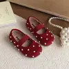 Novos Sapatos de Princesa Retrô de Solado Macio para Primavera e Outono, Mocassins de Veludo Perolado Cor Greenberry para Meninas, Sapatos de Couro Versáteis para Meninas